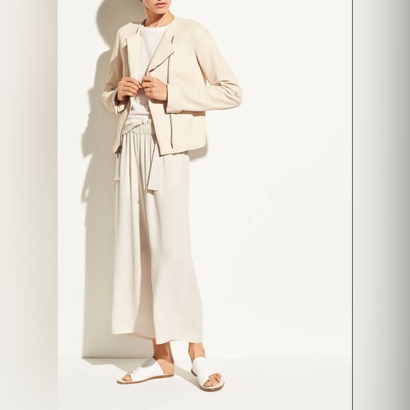 NWT $995 Vince Cross-front Lamb Leather Jacket In Rosewater - Picture 3 of 6